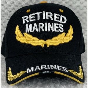 U.S. United States Marine Corps Retired Hat Black Cap USMC Embroidered Marines